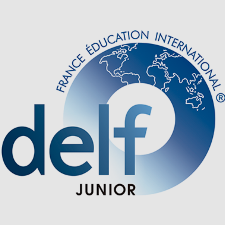 DELF Logotipo de DELF Junior de France Éducation International con un diseño circular y azul.